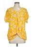 Mix by 41 Hawthorn 100% Polyester Yellow Short Sleeve Blouse Size L - photo 1