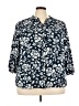 Croft & Barrow 100% Polyester Floral Blue 3/4 Sleeve Blouse Size 3X - photo 1