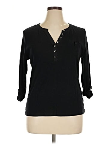 Karen Scott Long Sleeve Henley (view 1)