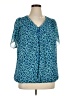 Coldwater Creek 100% Polyester Animal Print Teal Short Sleeve Blouse Size 1X - photo 1