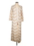 Garnet Hill 100% Linen Chevron-herringbone Tan Cardigan Size L - photo 1