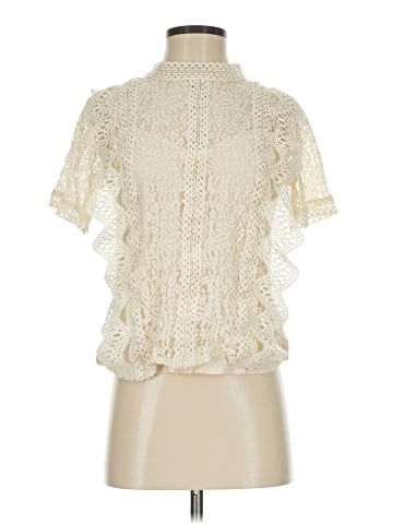 Blue Tassel Short Sleeve Blouse (view 1)
