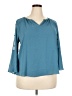 Jennifer Lopez Solid Blue Teal 3/4 Sleeve Blouse Size XXL - photo 1
