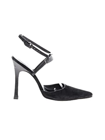 Gucci Vintage Vintage Black Suede Metal ID Plate Slingback heels (view 1)