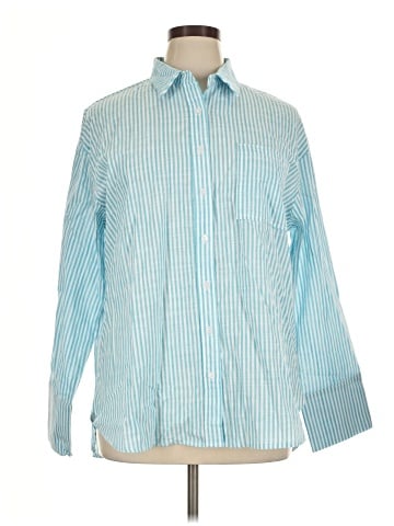 Aqua Long Sleeve Button-Down Shirt (view 1)