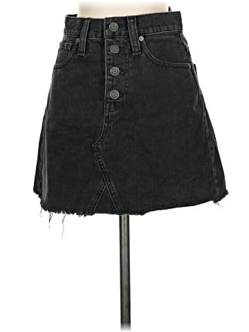 Madewell Rigid Denim A-Line Mini Skirt in Lunar Wash: Button-Front Edition (view 1)