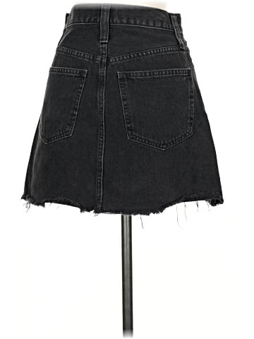 Madewell Rigid Denim A-Line Mini Skirt in Lunar Wash: Button-Front Edition (view 2)