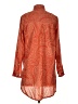 Hiho 100% Cotton Paisley Orange 3/4 Sleeve Button-Down Shirt Size S - photo 2