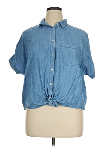Madewell Denim Short-Sleeve Tie-Front Shirt (view 1)