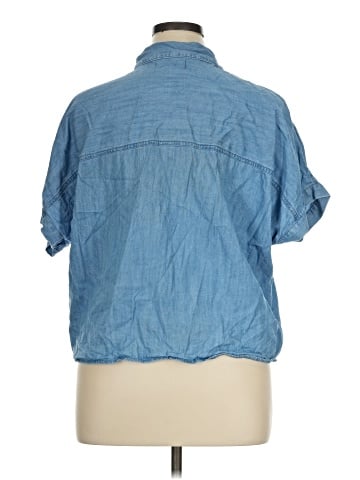 Madewell Denim Short-Sleeve Tie-Front Shirt (view 2)
