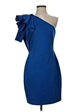 belle badgley mischka cocktail dress Belle by Badgley Mischka Daphne Stretch Crepe Halter Neck Sleeveless Asymmetrical Hem Side Drape Dre, Womens, 8, White