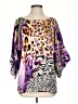 Cache 100% Silk Purple Short Sleeve Silk Top Size XS - photo 1