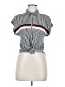 Almost Famous 100% Polyester Stripes White Short Sleeve Blouse Size M - photo 1