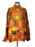 Carlisle 100% Silk Floral Tropical Orange Long Sleeve Silk Top Size 12 - photo 1