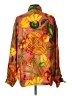 Carlisle 100% Silk Floral Tropical Orange Long Sleeve Silk Top Size 12 - photo 2