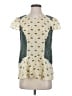 Maeve 100% Silk Multi Color Ivory Short Sleeve Silk Top Size 4 - photo 1