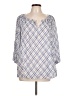Chaps 100% Cotton Blue 3/4 Sleeve Blouse Size L - photo 1