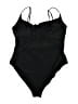 H&M Solid Black One Piece Swimsuit Size L - photo 2