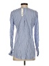 Aqua 100% Rayon Stripes Blue Long Sleeve Blouse Size XS - photo 2
