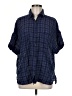 Max Studio Plaid Blue Short Sleeve Button-Down Shirt Size M - photo 1