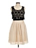 Ryu 100% Polyester Hearts Tan Casual Dress Size M - photo 1