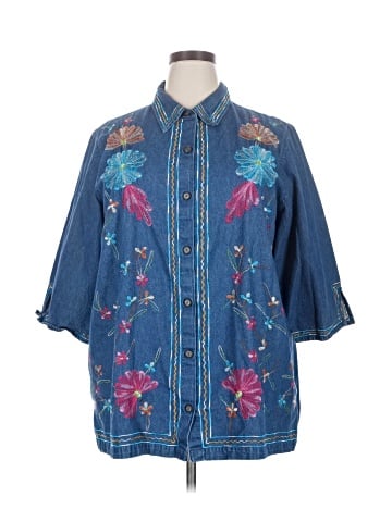 Liz & Me 3/4 Sleeve Button-Down Shirt (view 1)