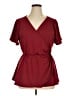 Olivia Grey Burgundy Short Sleeve Blouse Size 1X - photo 1