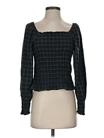 Madewell Lucie Bubble-Sleeve Smocked Top in Plaid (view 1)