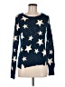 Pink Rose Stars Blue Pullover Sweater Size M - photo 1