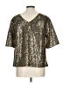 Cato 100% Polyester Metallic Gold 3/4 Sleeve T-Shirt Size L - photo 2