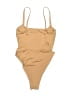 Unbranded Solid Tan One Piece Swimsuit Size S - photo 2