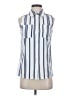 NY Collection Stripes Blue Sleeveless Button-Down Shirt Size S - photo 1