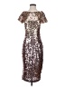 Marina 100% Polyester Metallic Solid Gold Silver Cocktail Dress Size 4 - photo 1
