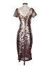 Marina 100% Polyester Metallic Solid Gold Silver Cocktail Dress Size 4 - photo 2