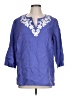 Talbots Outlet 100% Linen Blue 3/4 Sleeve Blouse Size L (estimated) - photo 1