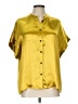 Crosby 100% Polyester Metallic Yellow Short Sleeve Blouse Size L - photo 1