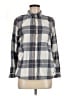 Roxy 100% Cotton Plaid Gray Long Sleeve Button-Down Shirt Size M - photo 1