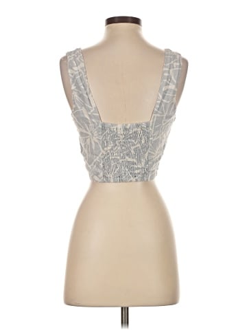Madewell Linen-Blend Gwen Crop Vest Top in Abstract Flora (view 2)