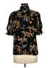 CeCe 100% Polyester Floral Black Short Sleeve Blouse Size M - photo 2
