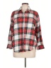 Old Navy 100% Cotton Plaid Red 3/4 Sleeve Button-Down Shirt Size Lg Petite - photo 1