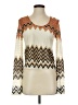 Signature Studio 100% Polyester Chevron-herringbone Ivory Long Sleeve T-Shirt Size S - photo 1