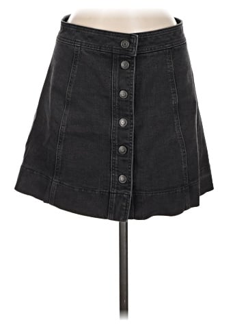 Madewell Metropolis Snap Jean Skirt in Rawley Black (view 1)