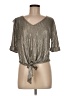 Kim & Cami Metallic Silver 3/4 Sleeve Blouse Size M - photo 1