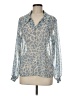 CAbi Animal Print Silver Blue Long Sleeve Blouse Size M - photo 1