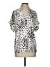 CAbi 100% Polyester Polka Dots Silver Short Sleeve Blouse Size S - photo 1