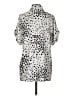 CAbi 100% Polyester Polka Dots Silver Short Sleeve Blouse Size S - photo 2