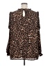 Cupio 100% Polyester Animal Print Brown Long Sleeve Blouse Size 2X - photo 2