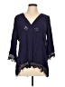 MONORENO 100% Rayon Blue 3/4 Sleeve Blouse Size L - photo 1