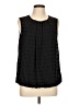 Liz Claiborne 100% Polyester Color Block Solid Stripes Black Sleeveless Blouse Size L - photo 1