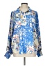 Fate 100% Polyester Floral Blue Long Sleeve Blouse Size L - photo 1